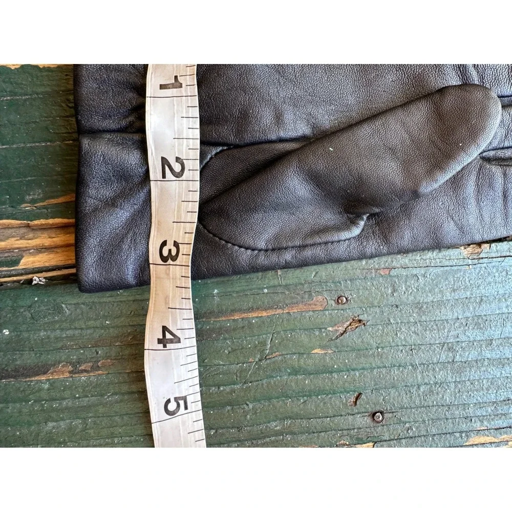 Unbranded‎ Black Genuine Leather Gloves Small Polyester Lined Elastic Wrist